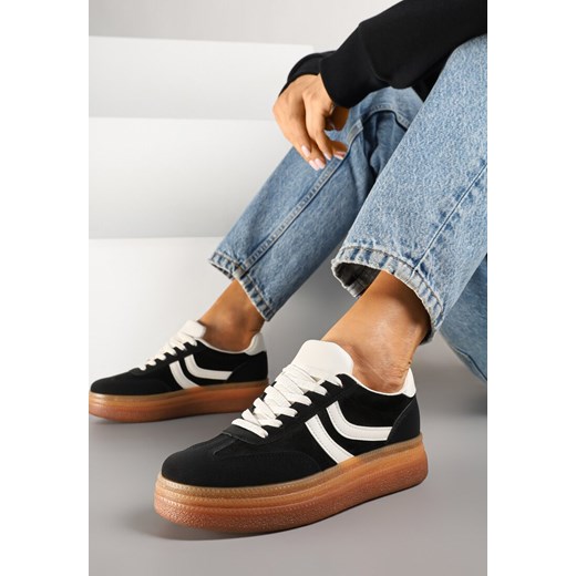 Czarne Sneakersy Typu Kultowe Tenisówki na Niskiej Platformie Olritia ze sklepu renee.pl w kategorii Buty sportowe damskie - zdjęcie 178886658