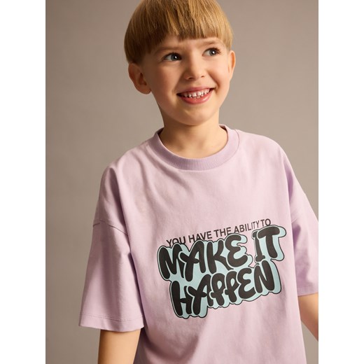Reserved - T-shirt oversize z nadrukiem - fioletowy Reserved 116 (5-6 lat) Reserved