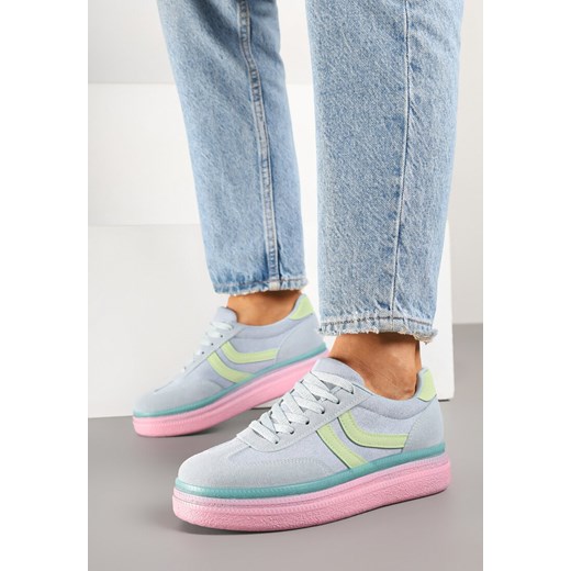 Niebiesko-Różowe Sneakersy w Stylu Klasycznych Tenisówek na Grubej Podeszwie Grelritia ze sklepu born2be.pl w kategorii Buty sportowe damskie - zdjęcie 178889157