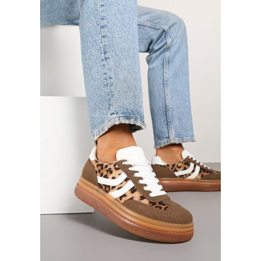 Buty sportowe damskie białe Born2be sneakersy sznurowane na jesień