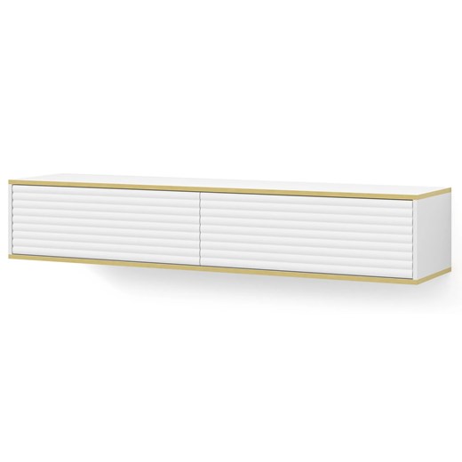 Biała podwieszana frezowana szafka rtv A3-R02 - id: 37376 - marki Elior - 178890148 Biała podwieszana frezowana szafka rtv A3-R02 ze sklepu Edinos.pl w kategorii Szafki RTV - zdjęcie 178890148