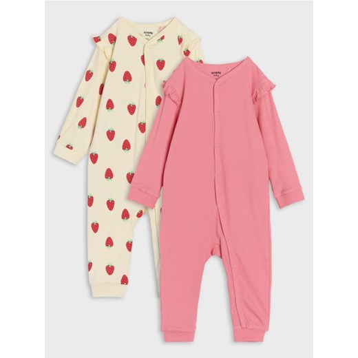Sinsay - Pajacyki 2 pack z ozdobnymi falbanami - kremowy ze sklepu Sinsay w kategorii Pajacyki - zdjęcie 178897828