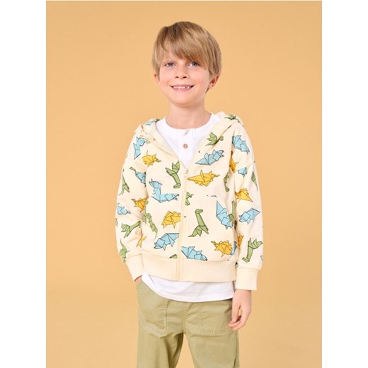 Sinsay - Bluza zapinana na zamek z motywem dinozaurów - kremowy ze sklepu Sinsay w kategorii Bluzy chłopięce - zdjęcie 178897869