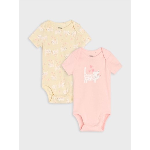 Sinsay - Body z prążkowanej dzianiny 2 pack - kremowy ze sklepu Sinsay w kategorii Odzież dla niemowląt - zdjęcie 178897877