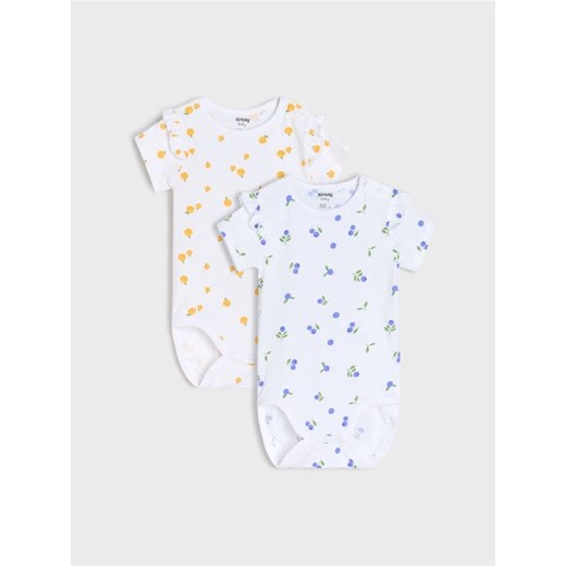 Sinsay - Body z dekoracyjnymi falbanami 2 pack - biały ze sklepu Sinsay w kategorii Odzież dla niemowląt - zdjęcie 178897878