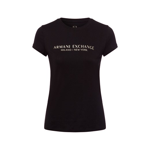 Armani Exchange Koszulka damska Kobiety Bawełna czarny nadruk ze sklepu vangraaf w kategorii Bluzki damskie - zdjęcie 178899485