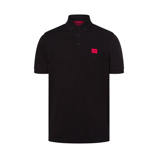 HUGO Męska koszulka polo - Dereso232 Mężczyźni Bawełna czarny jednolity ze sklepu vangraaf w kategorii T-shirty męskie - zdjęcie 178899489