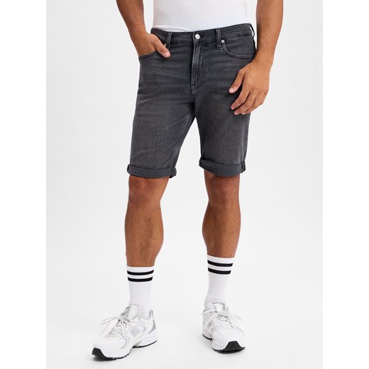 Calvin Klein Jeans Męskie szorty dżinsowe Mężczyźni Bawełna antracytowy jednolity ze sklepu vangraaf w kategorii Spodenki męskie - zdjęcie 178899575