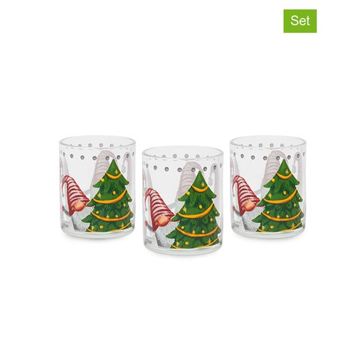 Trendy Kitchen by EXCÉLSA Szklanki (3 szt.) &quot;Gnomo Friends&quot; w kolorze zielono-czerwonym - 250 ml ze sklepu Limango Polska w kategorii Naczynia - zdjęcie 178900046