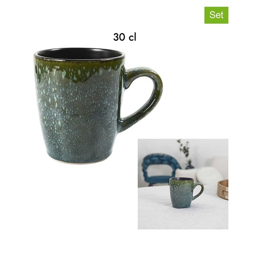 THE HOME DECO FACTORY Kubki (2 szt.) &quot;Elia&quot; w kolorze czarno-zielonym - 300 ml ze sklepu Limango Polska w kategorii Dzbanki i zaparzacze - zdjęcie 178900479