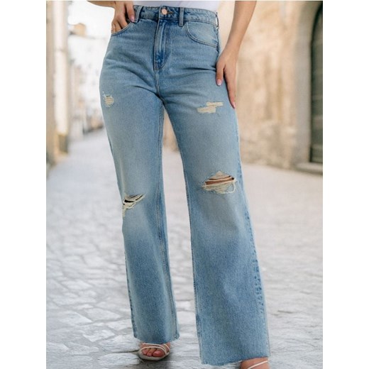 Sinsay - Jeansy wide leg high waist - turkusowy ze sklepu Sinsay w kategorii Jeansy damskie - zdjęcie 178911546