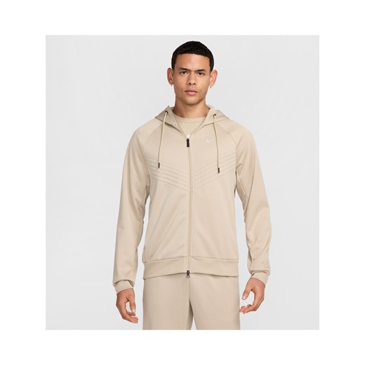 Męska wodoodporna kurtka zimowa z zamkiem na całej długości Therma-FIT Nike Therma Sphere - Brązowy ze sklepu Nike poland w kategorii Bluzy męskie - zdjęcie 178911907