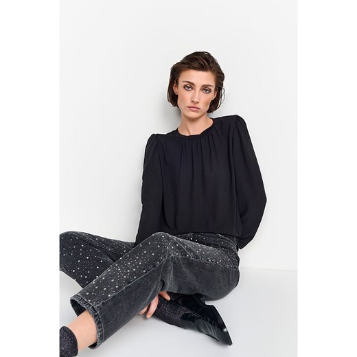 Czarna bluzka damska Rich & Royal z długim rękawem casual 