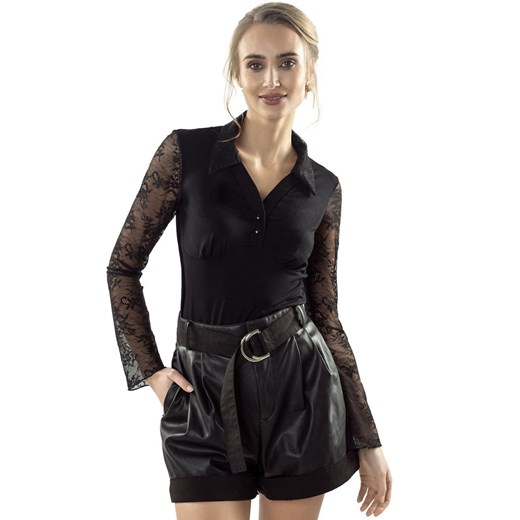 Bluzka z kołnierzykiem w kolorze czarnym Sybilla, Kolor czarny, Rozmiar S, Eldar ze sklepu Intymna w kategorii Bluzki damskie - zdjęcie 178915629