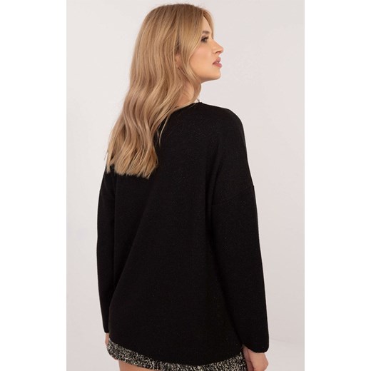 Czarny sweter oversize DHJ-BZ-19238.26, Kolor czarny, Rozmiar uniwersalny, ITALY MODA ze sklepu Intymna w kategorii Swetry damskie - zdjęcie 178915715