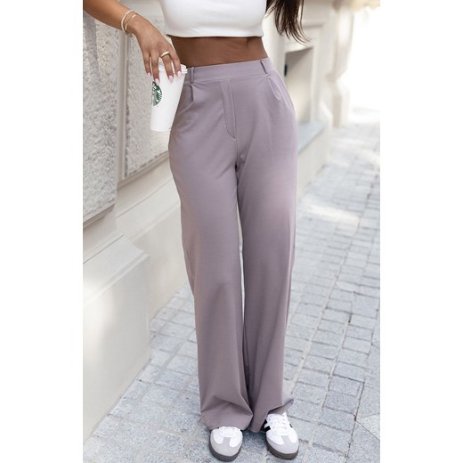 Szerokie spodnie damskie latte z gumą w pasie Darren T32, Kolor latte, Rozmiar L, Ivon ze sklepu Intymna w kategorii Spodnie damskie - zdjęcie 178915898