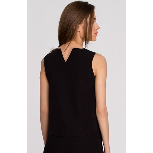 Elegancka krótka bluzka damska bez rękawów czarna S257, Kolor czarny, Rozmiar L, Stylove ze sklepu Intymna w kategorii Bluzki damskie - zdjęcie 178916258
