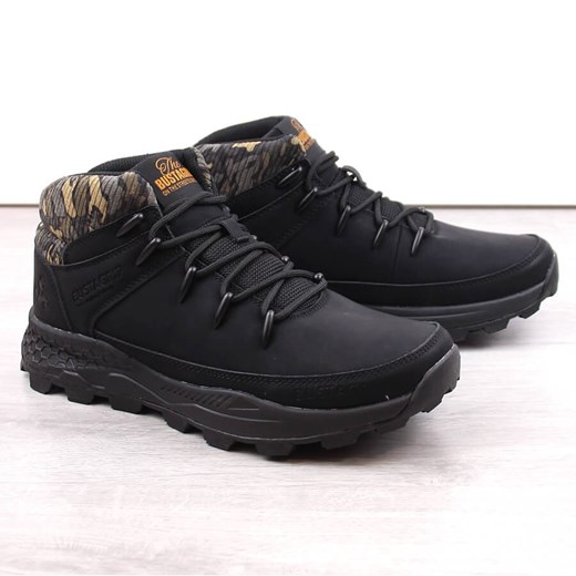 Bustagrip Skórzane buty męskie za kostkę trekkingowe czarne ze sklepu ButyModne.pl w kategorii Buty trekkingowe męskie - zdjęcie 178916418