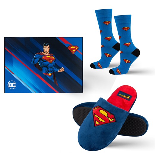 Zestaw 1x Skarpetki męskie kolorowe SOXO Superman i 1x Kapcie męskie Superman ze sklepu Sklep SOXO w kategorii Skarpetki męskie - zdjęcie 178928609