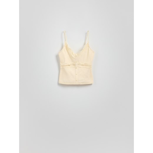 Reserved - Top na ramiączkach - kremowy Reserved S Reserved