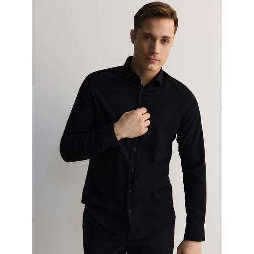 Reserved - Bawełniana koszula super slim fit - czarny ze sklepu Reserved w kategorii Koszule męskie - zdjęcie 178929127