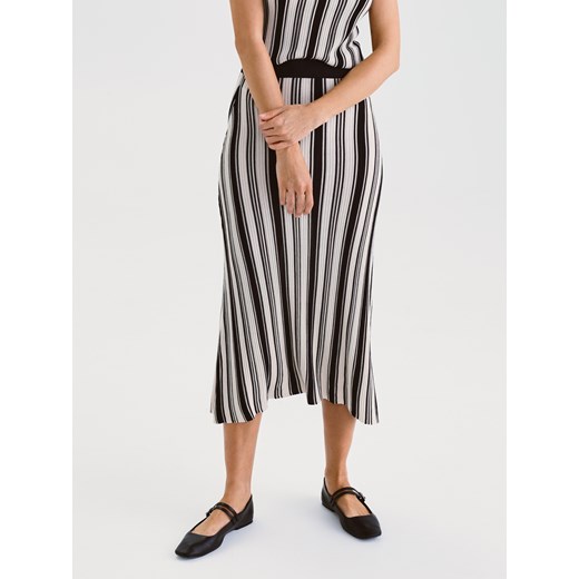 Reserved - Wiskozowa spódnica w paski - wielobarwny Reserved L Reserved