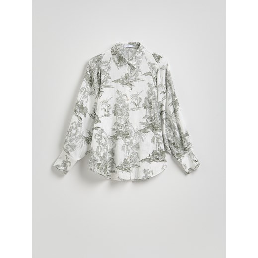 Reserved - Koszula z karbowanej bawełny - wielobarwny Reserved XS Reserved