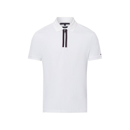 Tommy Hilfiger Męska koszulka polo Mężczyźni Bawełna biały jednolity ze sklepu vangraaf w kategorii T-shirty męskie - zdjęcie 178936727