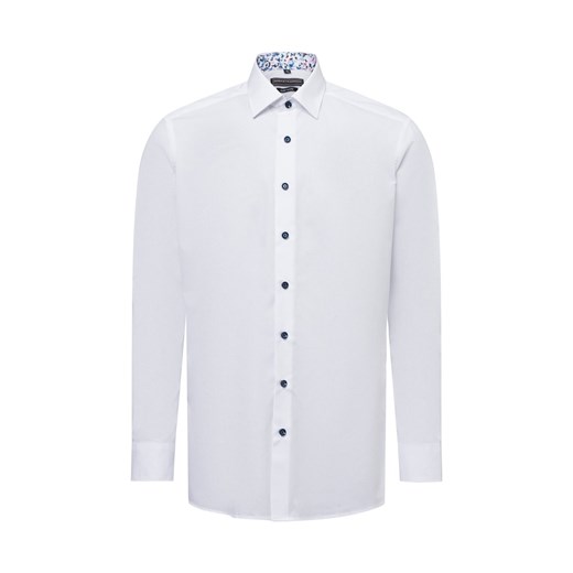 Finshley & Harding Męska koszula biznesowa - Easy Care Mężczyźni Modern Fit Bawełna biały jednolity ze sklepu vangraaf w kategorii Koszule męskie - zdjęcie 178936739