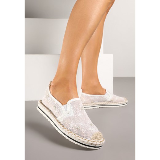 Białe Espadryle z Ozdobną Plecionką Eranoria ze sklepu renee.pl w kategorii Espadryle damskie - zdjęcie 178937887