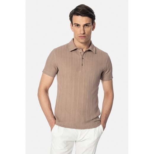 KOSZULKA POLO ANTRIA BEŻOWA Z BAWEŁNY ze sklepu Recman w kategorii T-shirty męskie - zdjęcie 178941595