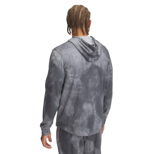 Męska bluza dresowa nierozpinana z kapturem Under Armour UA Rival Terry AOP Hood Q1 - szara ze sklepu Sportstylestory.com w kategorii Bluzy męskie - zdjęcie 178945295