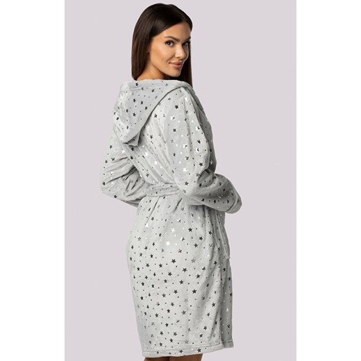Envie szlafrok damski z kapturem Star, Kolor jasnoszary, Rozmiar S/M, Envie ze sklepu Intymna w kategorii Szlafroki damskie - zdjęcie 178948526
