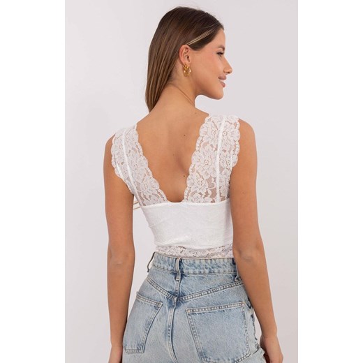 Biały koronkowy top damski D16048W02345A, Kolor biały, Rozmiar M, Sublevel ze sklepu Intymna w kategorii Bluzki damskie - zdjęcie 178948537