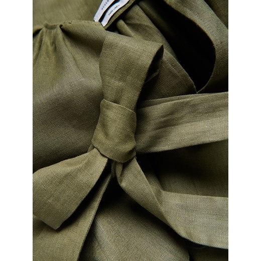 Reserved - Lniana sukienka z wiązaniem - oliwkowy Reserved L Reserved