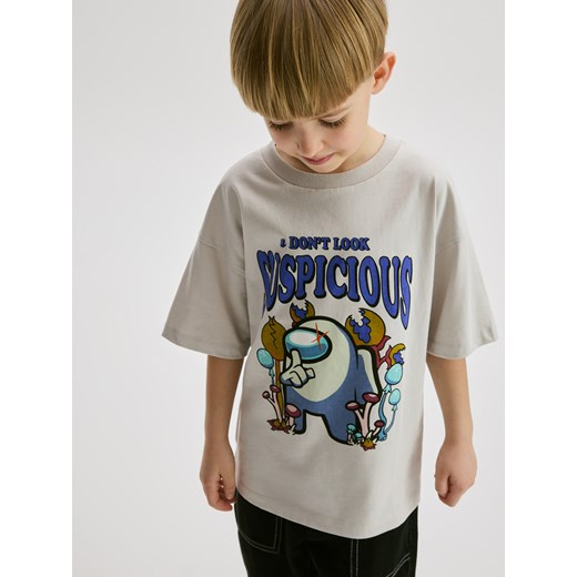 Reserved - T-shirt Among Us - jasnoszary ze sklepu Reserved w kategorii T-shirty chłopięce - zdjęcie 178950495
