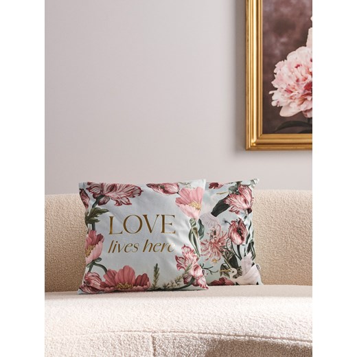 Sinsay - Poszewka na poduszkę z kwiatowym wzorem - niebieski Sinsay One Size Sinsay