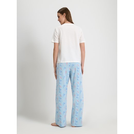 Sinsay - Piżama dwuczęściowa z motywem kwiatowym - błękitny Sinsay S Sinsay