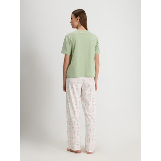 Sinsay - Piżama dwuczęściowa z motywem kwiatowym - turkusowy Sinsay XXL Sinsay