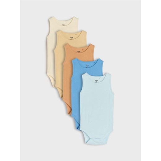 Sinsay - Body bez rękawów z prążkowanej dzianiny 5 pack - kremowy ze sklepu Sinsay w kategorii Odzież dla niemowląt - zdjęcie 178954519