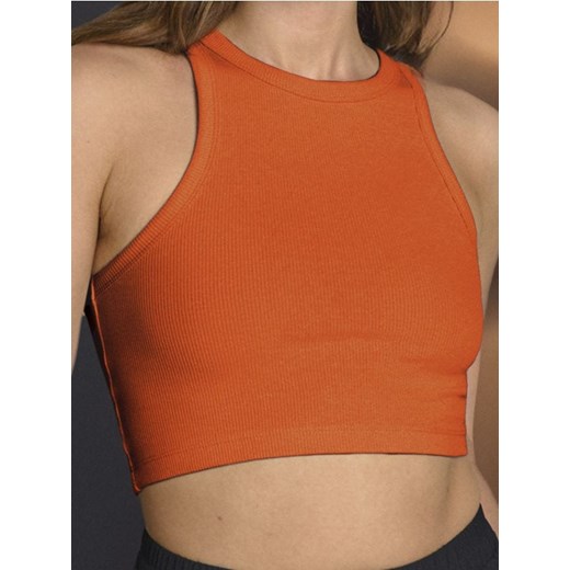Sinsay - Crop top w prążki - pomarańczowy ze sklepu Sinsay w kategorii Bluzki damskie - zdjęcie 178954585