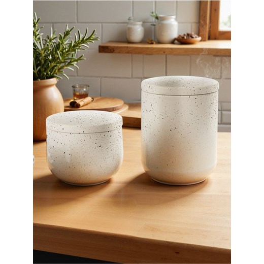 Sinsay - Ceramiczne pojemniki do przechowywania 2 pack - biały ze sklepu Sinsay w kategorii Pojemniki kuchenne - zdjęcie 178954637
