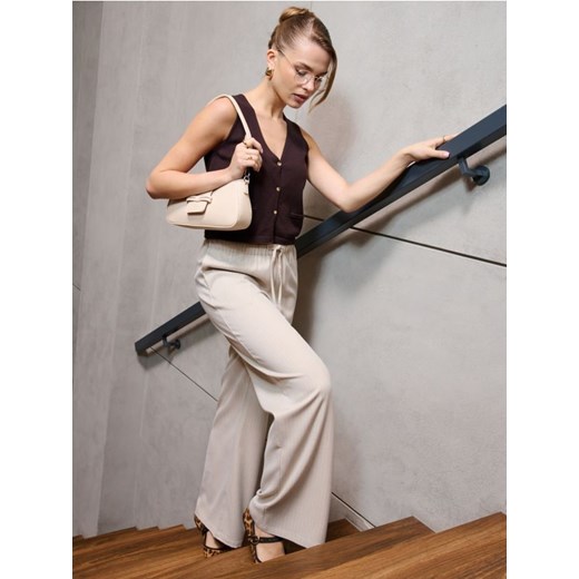 Sinsay - Spodnie wide leg - kremowy ze sklepu Sinsay w kategorii Spodnie damskie - zdjęcie 178954808