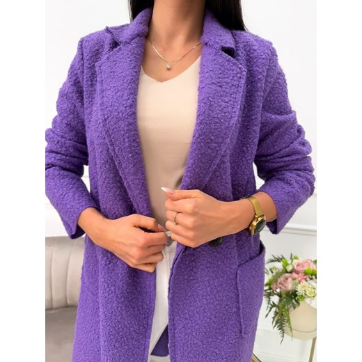 Fioletowy Płaszcz z Kieszeniami Modnakiecka.pl 38 ModnaKiecka.pl