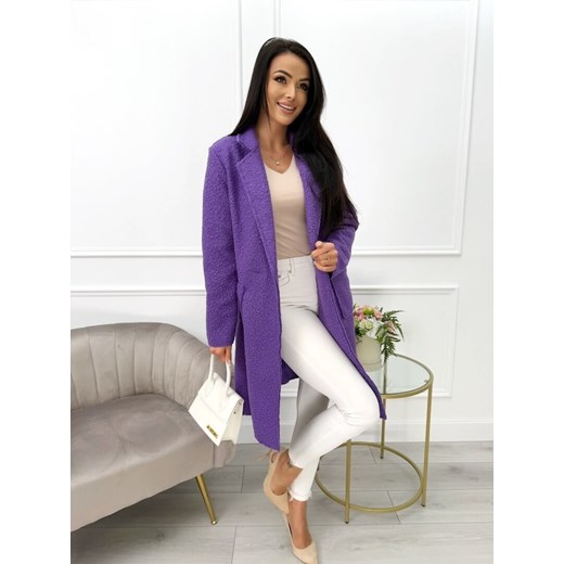 Fioletowy Płaszcz z Kieszeniami Modnakiecka.pl 42 ModnaKiecka.pl