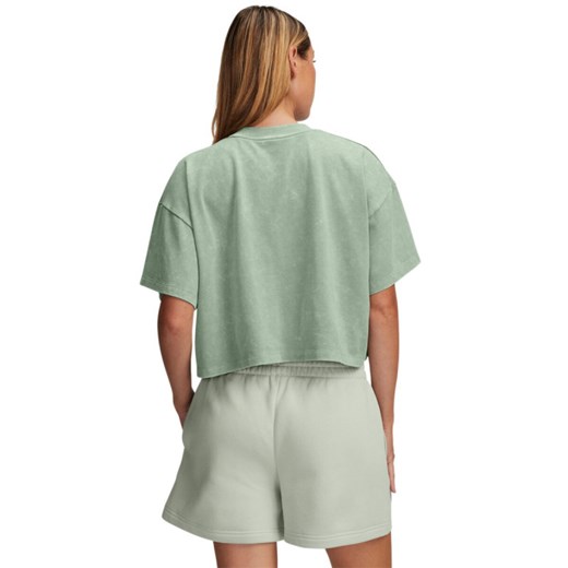 Damski t-shirt crop top Under Armour UA Heavyweight Wash SS - zielony ze sklepu Sportstylestory.com w kategorii Bluzki damskie - zdjęcie 178955725