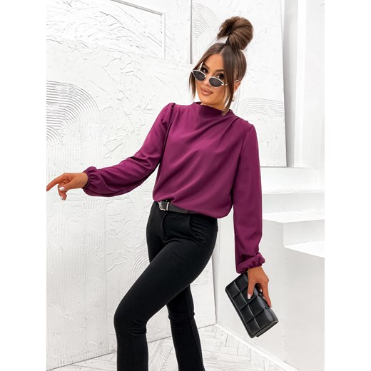ELEGANCKA BLUZKA Z BUFIASTYMI RĘKAWAMI- BORDOWA ze sklepu olika.com.pl w kategorii Bluzki damskie - zdjęcie 178957128