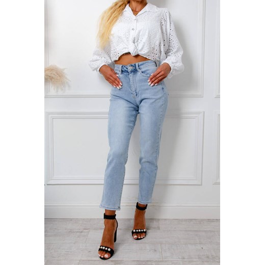 SPODNIE JEANSOWE JASNE- MOM STRETCH- JASNO NIEBIESKIE ze sklepu olika.com.pl w kategorii Jeansy damskie - zdjęcie 178957599
