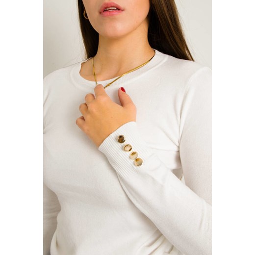 SWETER Z OZDOBNYMI GUZIKAMI- BIAŁY ze sklepu olika.com.pl w kategorii Swetry damskie - zdjęcie 178958279
