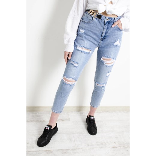 SPODNIE JEANSOWE MOM FIT Z ŁAŃCUCHEM ze sklepu olika.com.pl w kategorii Jeansy damskie - zdjęcie 178958329